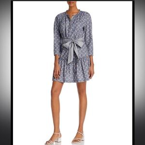 La Vie Rebecca Taylor Long Sleeve Woodblock Dress, Moonstone Combo S Luxury